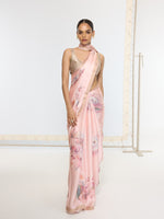 Handwoven Rose Quartz Printed Saree