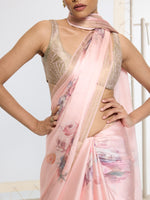 Handwoven Rose Quartz Printed Saree