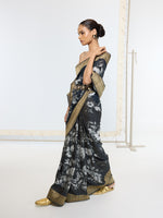 Handwoven Midnight Black Printed Saree