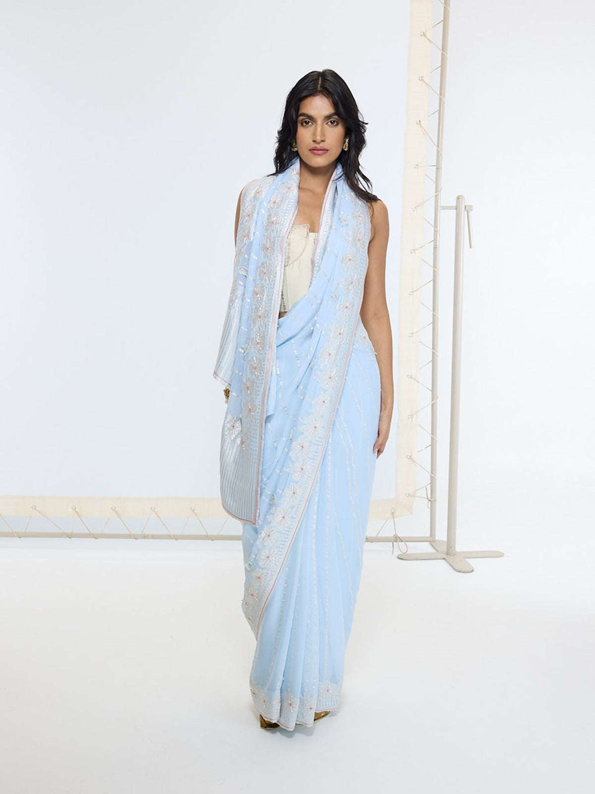 Handwoven Sky Blue Saree