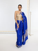 Handwoven Prussian Blue Saree