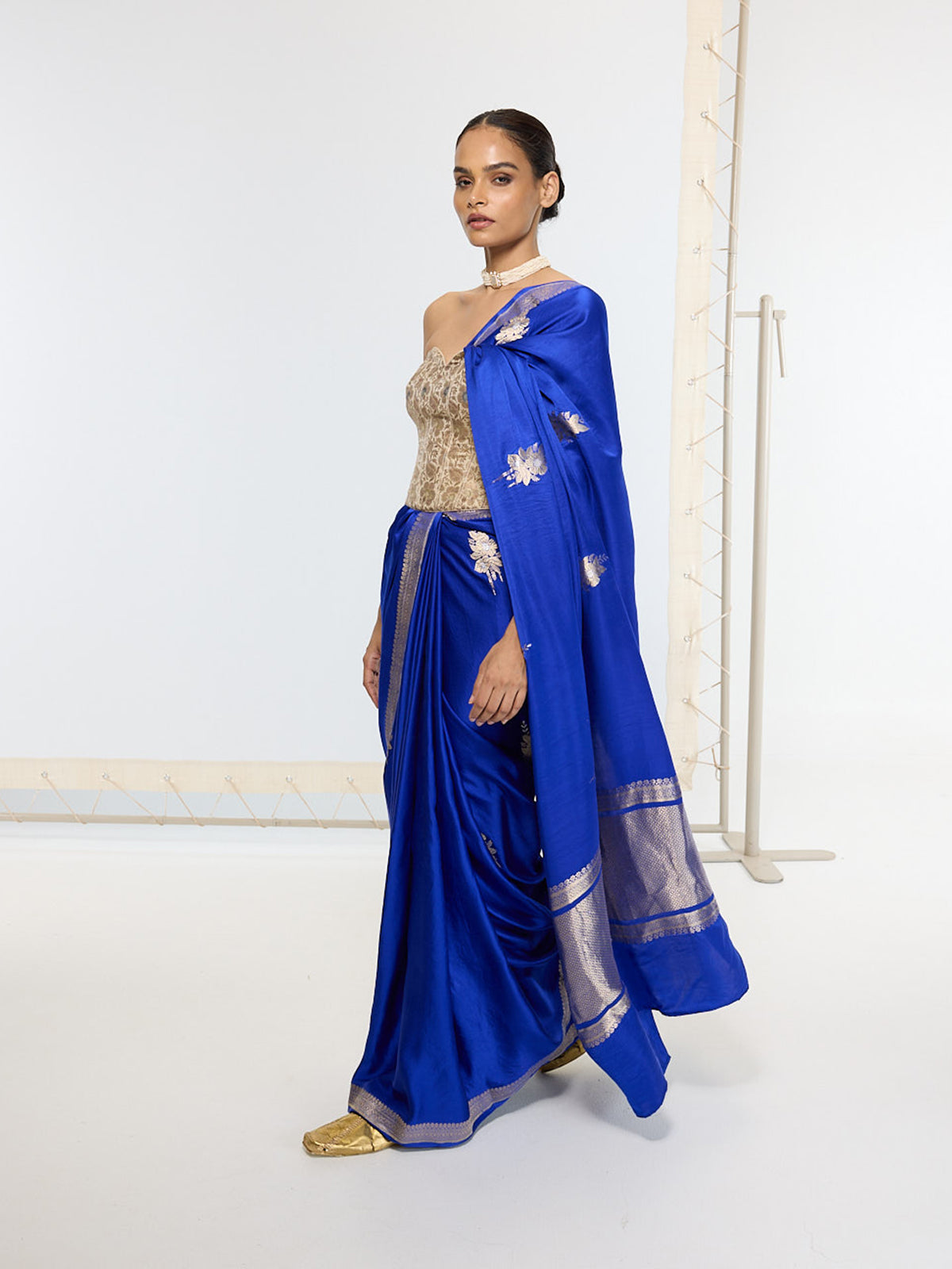 Handwoven Prussian Blue Saree