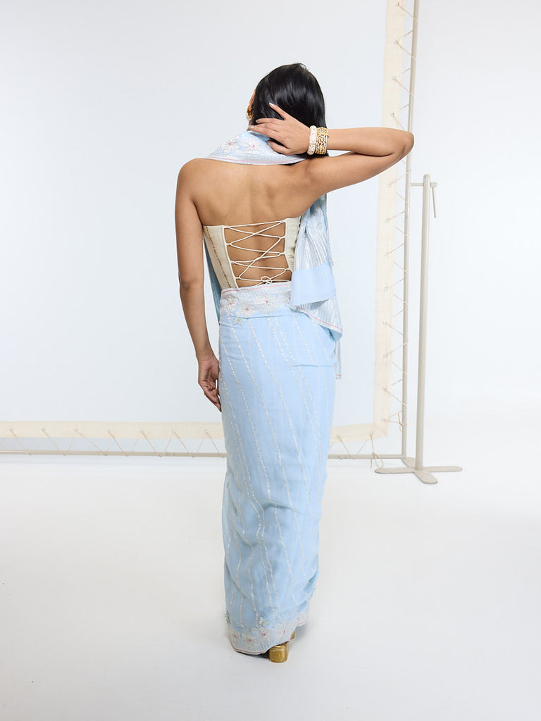 Handwoven Sky Blue Saree