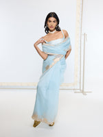 Handwoven Icy Blue Saree