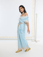 Handwoven Icy Blue Saree