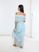 Handwoven Icy Blue Saree
