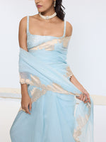 Handwoven Icy Blue Saree