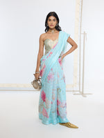 Handwoven Baby Blue Printed Saree
