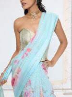 Handwoven Baby Blue Printed Saree