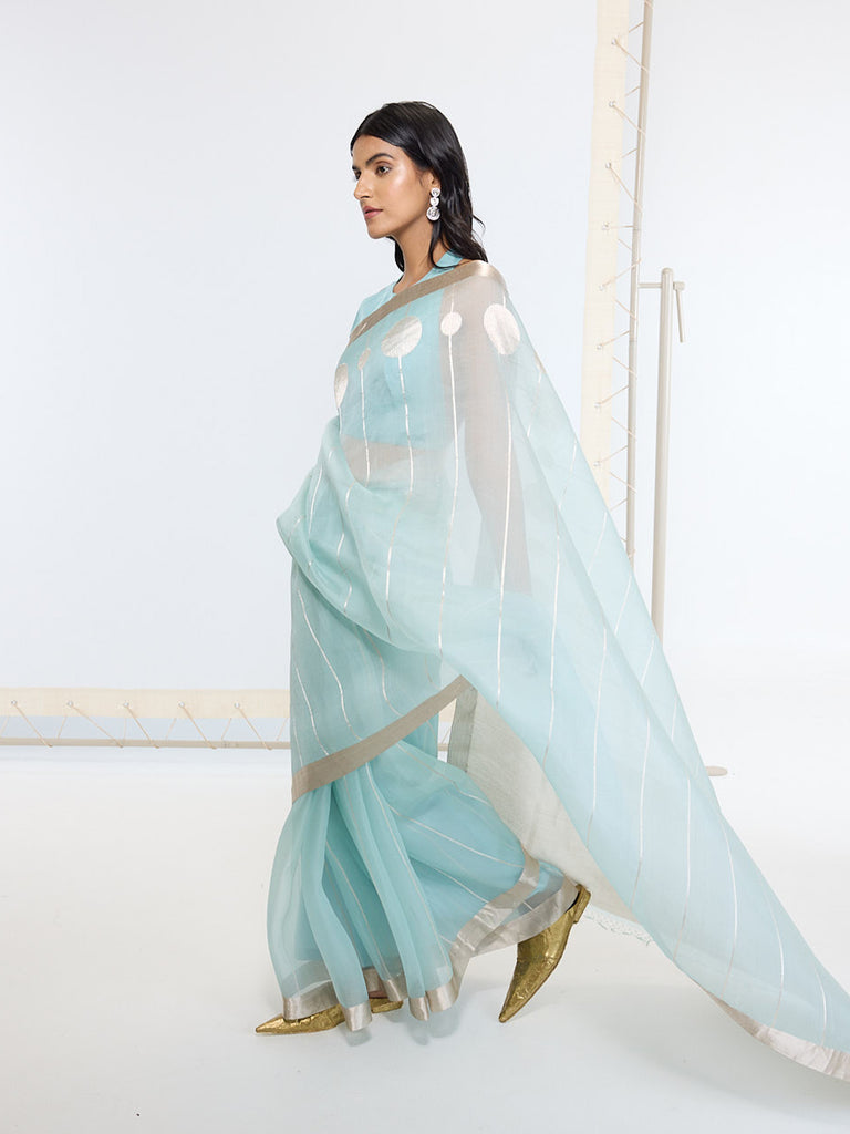 Handwoven Powder Blue Saree