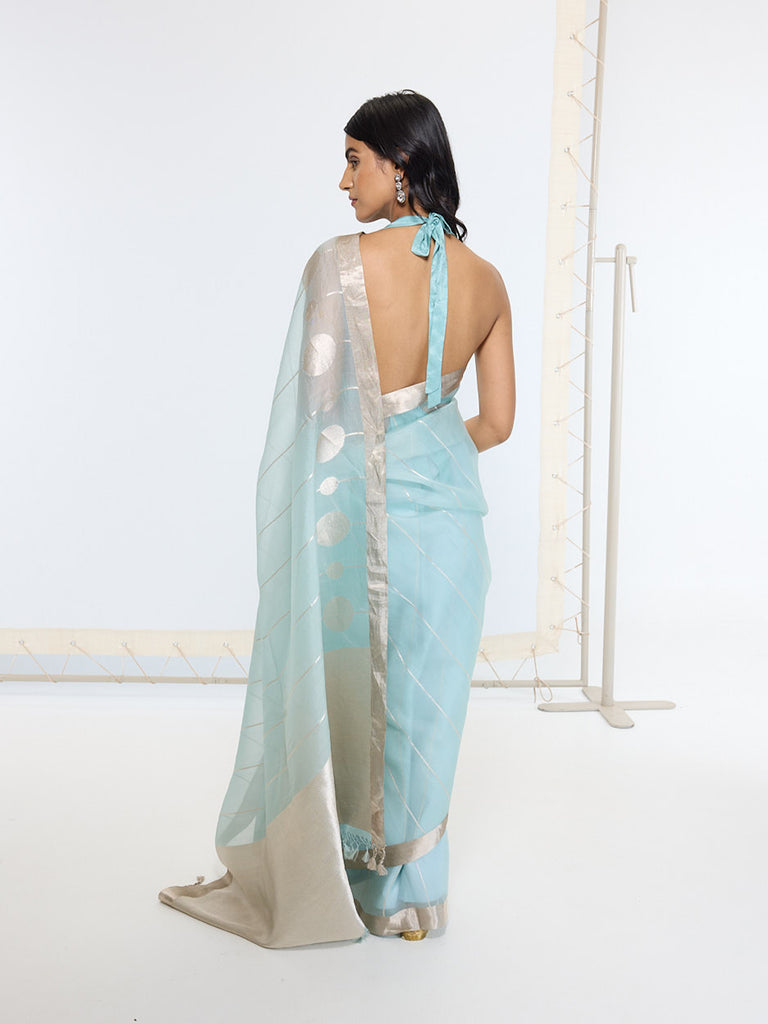 Handwoven Powder Blue Saree