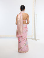 Handwoven Ballet Pink Printed Saree