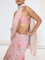 Handwoven Ballet Pink Printed Saree