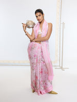 Handwoven Blush Pink Printed Saree