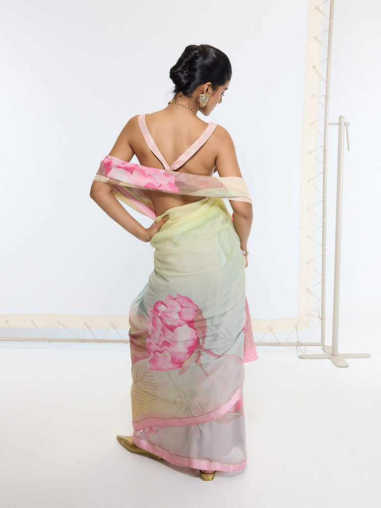 Handwoven Butter Yellow Printed Saree