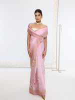 Handwoven Candy Pink Printed Saree