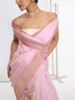 Handwoven Candy Pink Printed Saree
