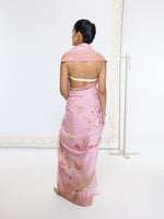 Handwoven Candy Pink Printed Saree