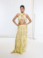 Handwoven Banana Cream Printed Saree