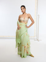 Handwoven Sage Green Printed Saree