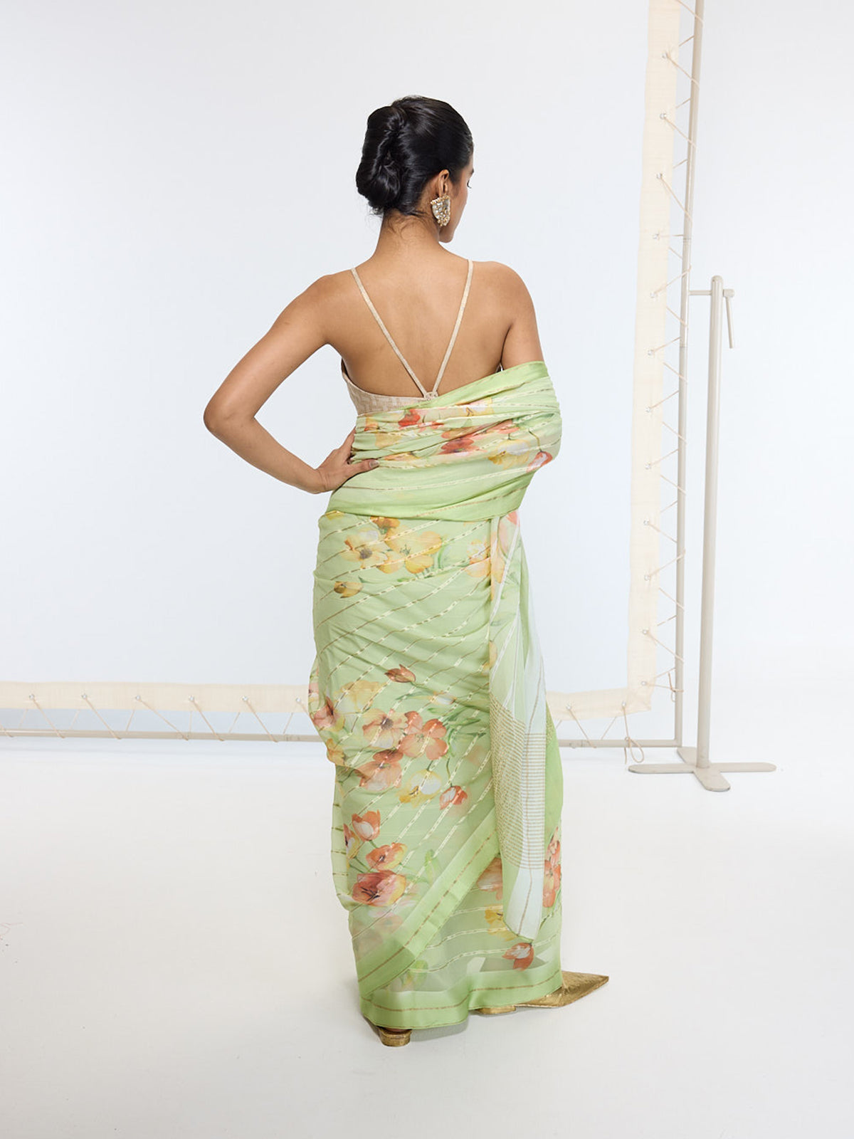 Handwoven Sage Green Printed Saree