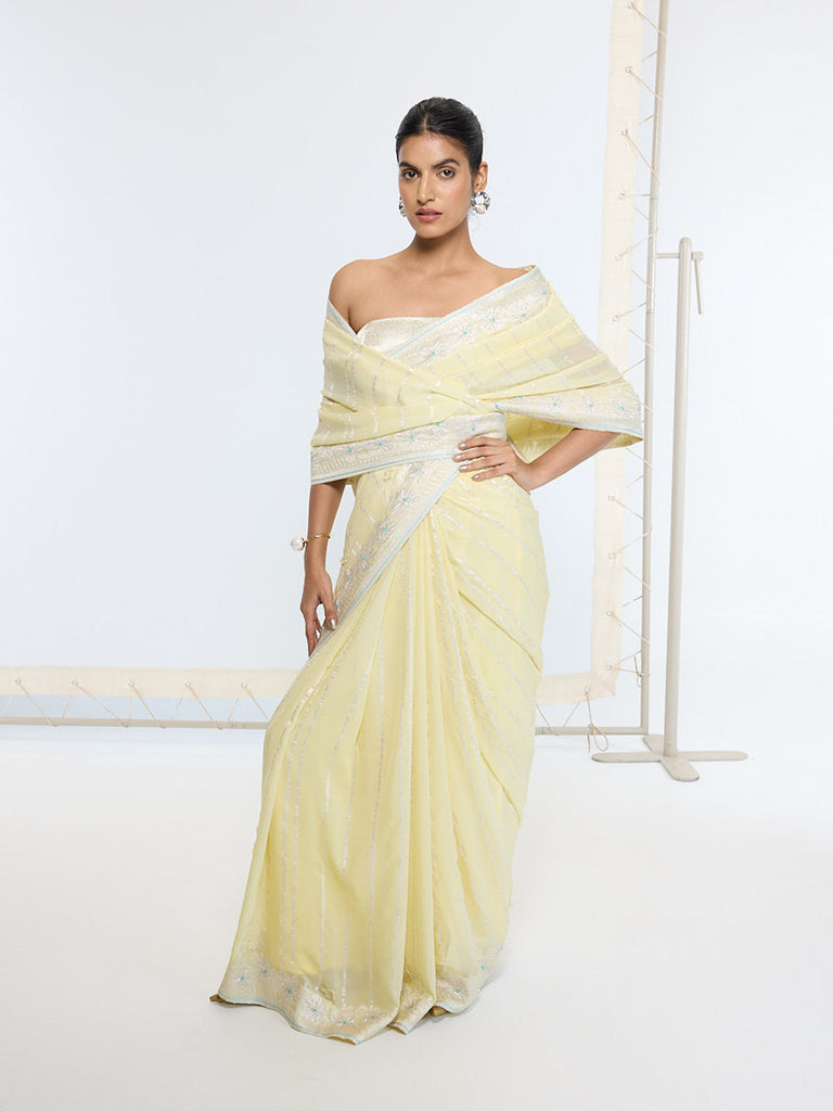 Handwoven Lemon Yellow Saree