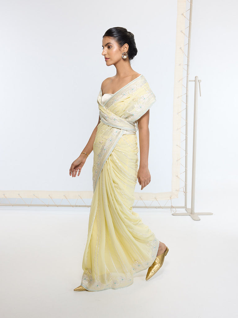 Handwoven Lemon Yellow Saree