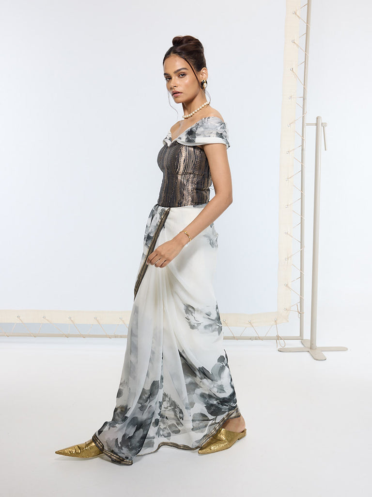 Handwoven Black Printed Saree