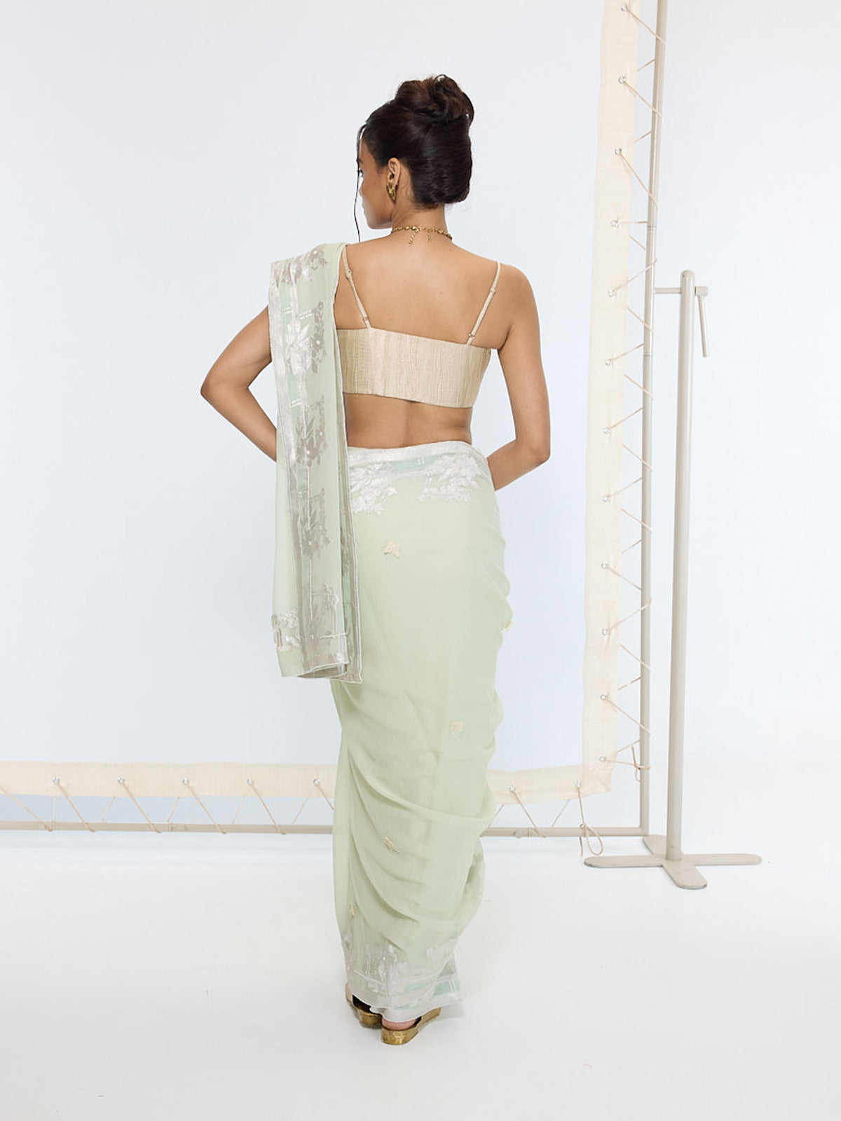 Handwoven Pastel Green Saree