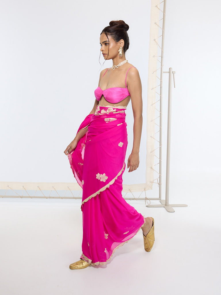 Handwoven Fuchsia Pink Saree