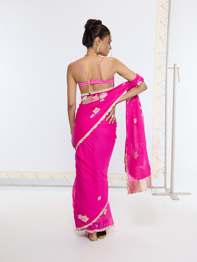 Handwoven Fuchsia Pink Saree
