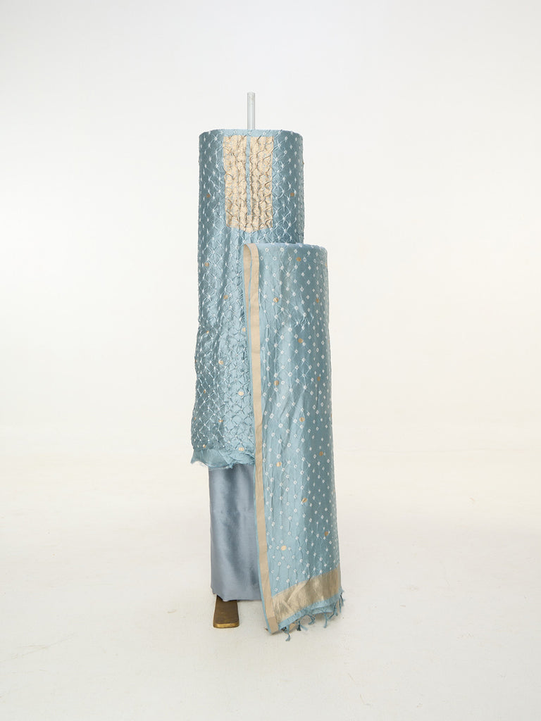 Handwoven Grey Banarasi Suit Set