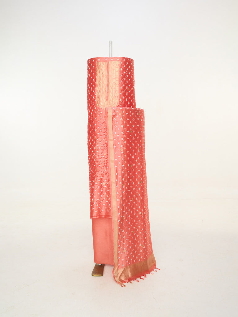 Handwoven Peach Banarasi Suit Set