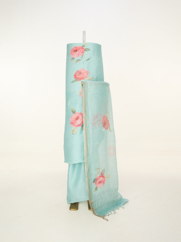 Turquoise Printed Suit Set