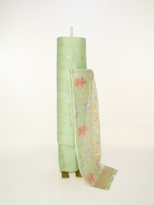 Handwoven Pistachio Banarasi Suit Set