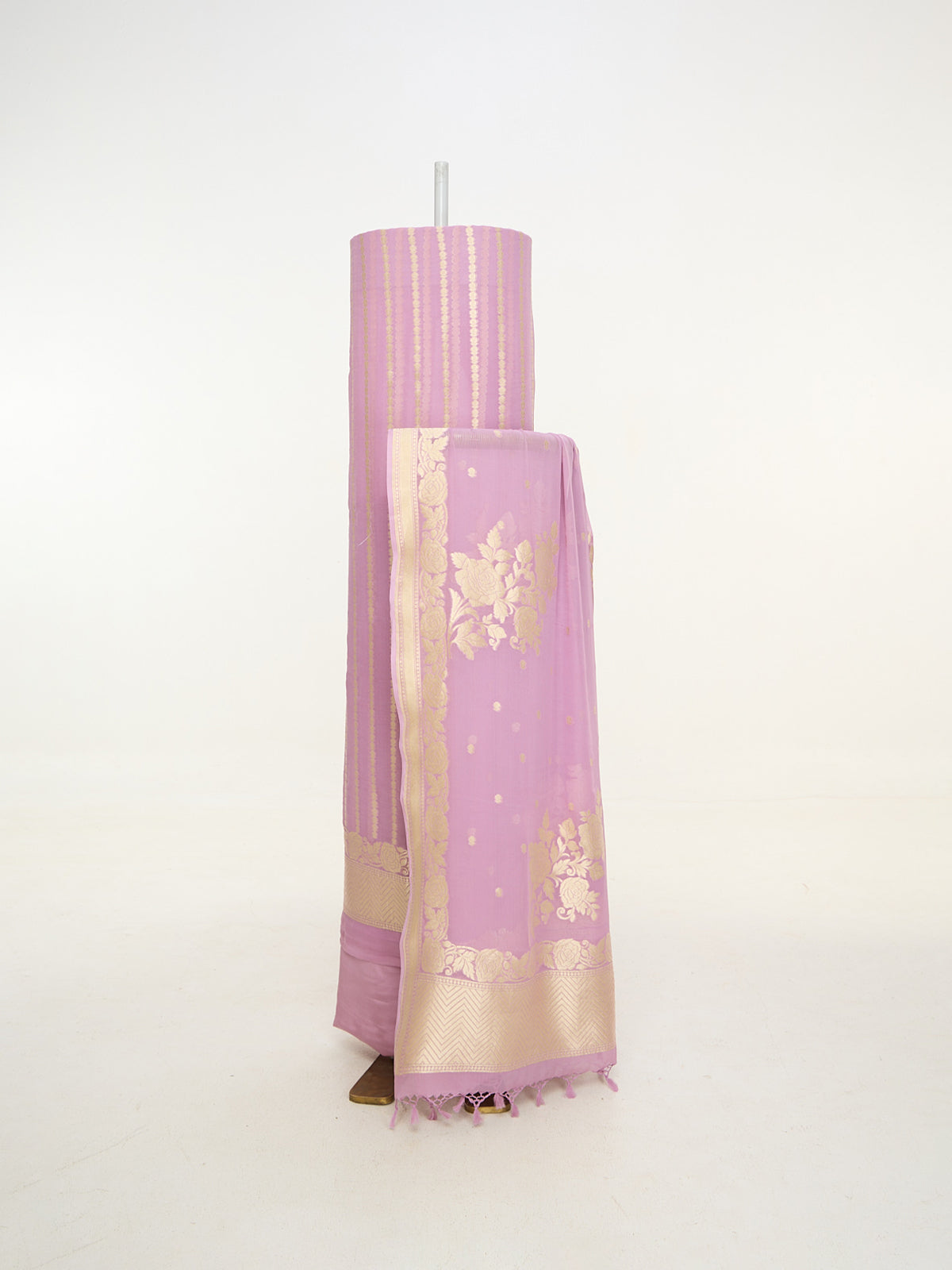 Handwoven Mauve Banarasi Suit Set