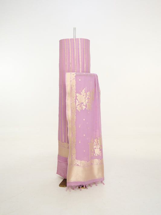 Handwoven Mauve Banarasi Suit Set