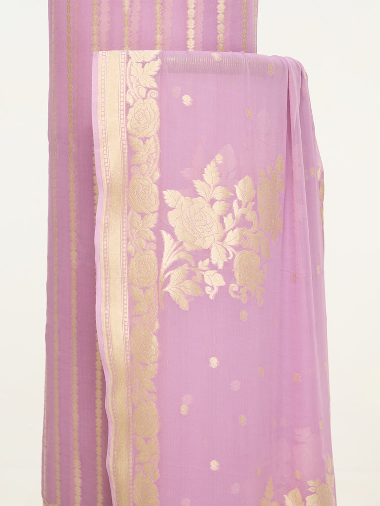 Handwoven Mauve Banarasi Suit Set