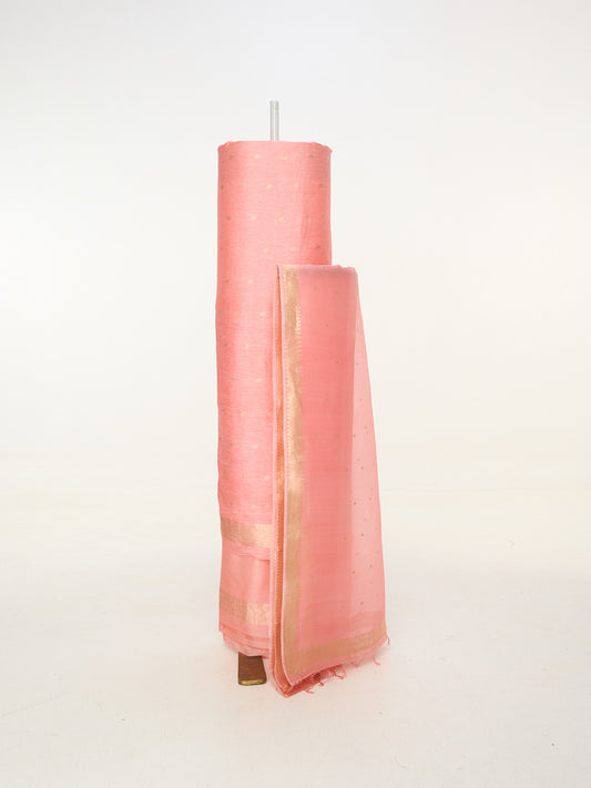 Handwoven Coral Pink Banarasi Suit Set