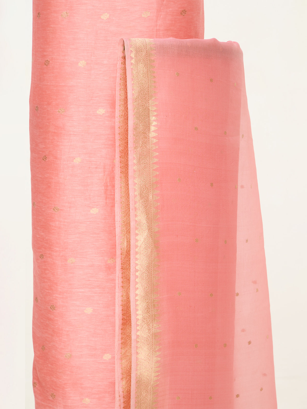 Handwoven Coral Pink Banarasi Suit Set