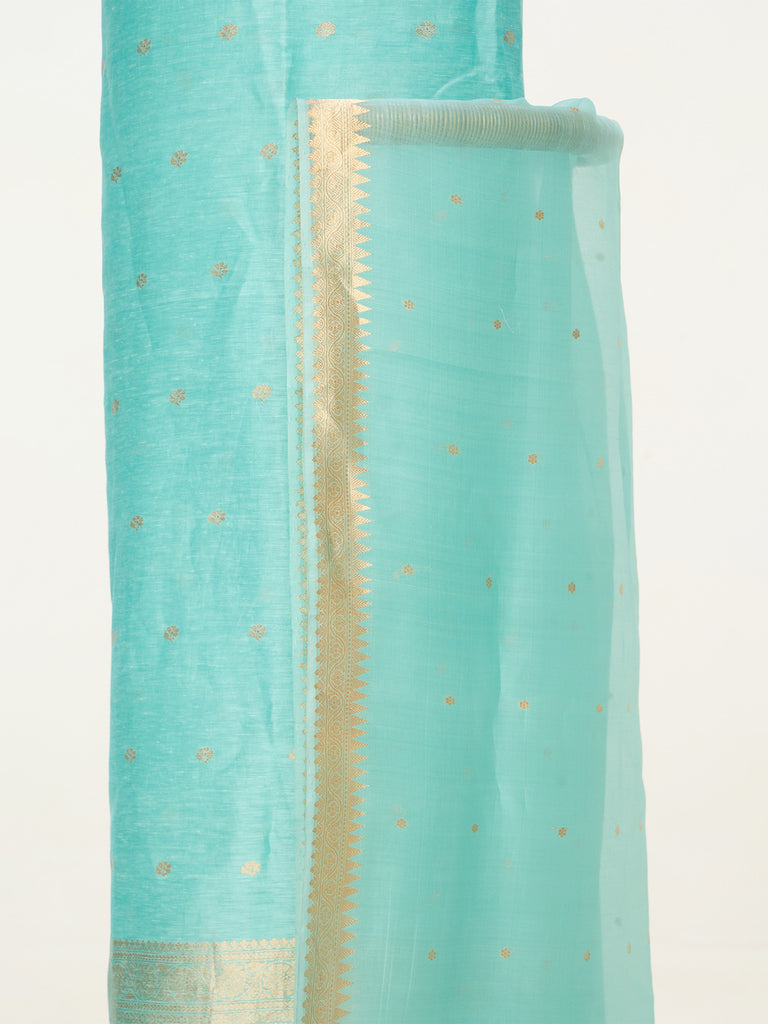 Handwoven Turquoise Banarasi Suit Set