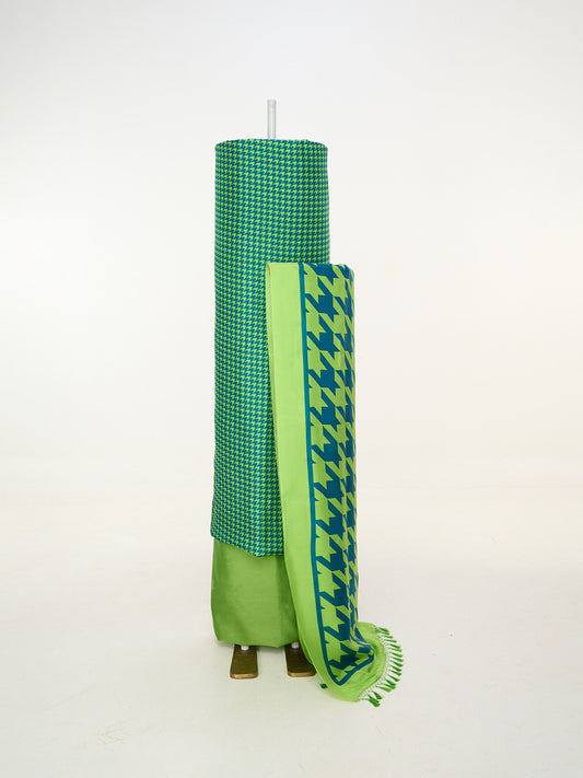 Parrot Green Printed Suit Set