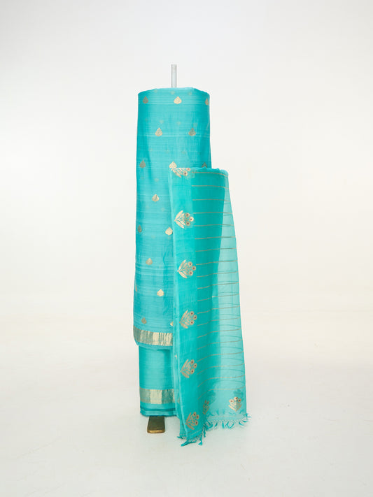 Handwoven Turquoise Banarasi Suit Set