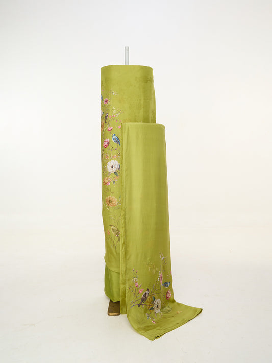Handwoven Olive Green Banarasi Suit Set