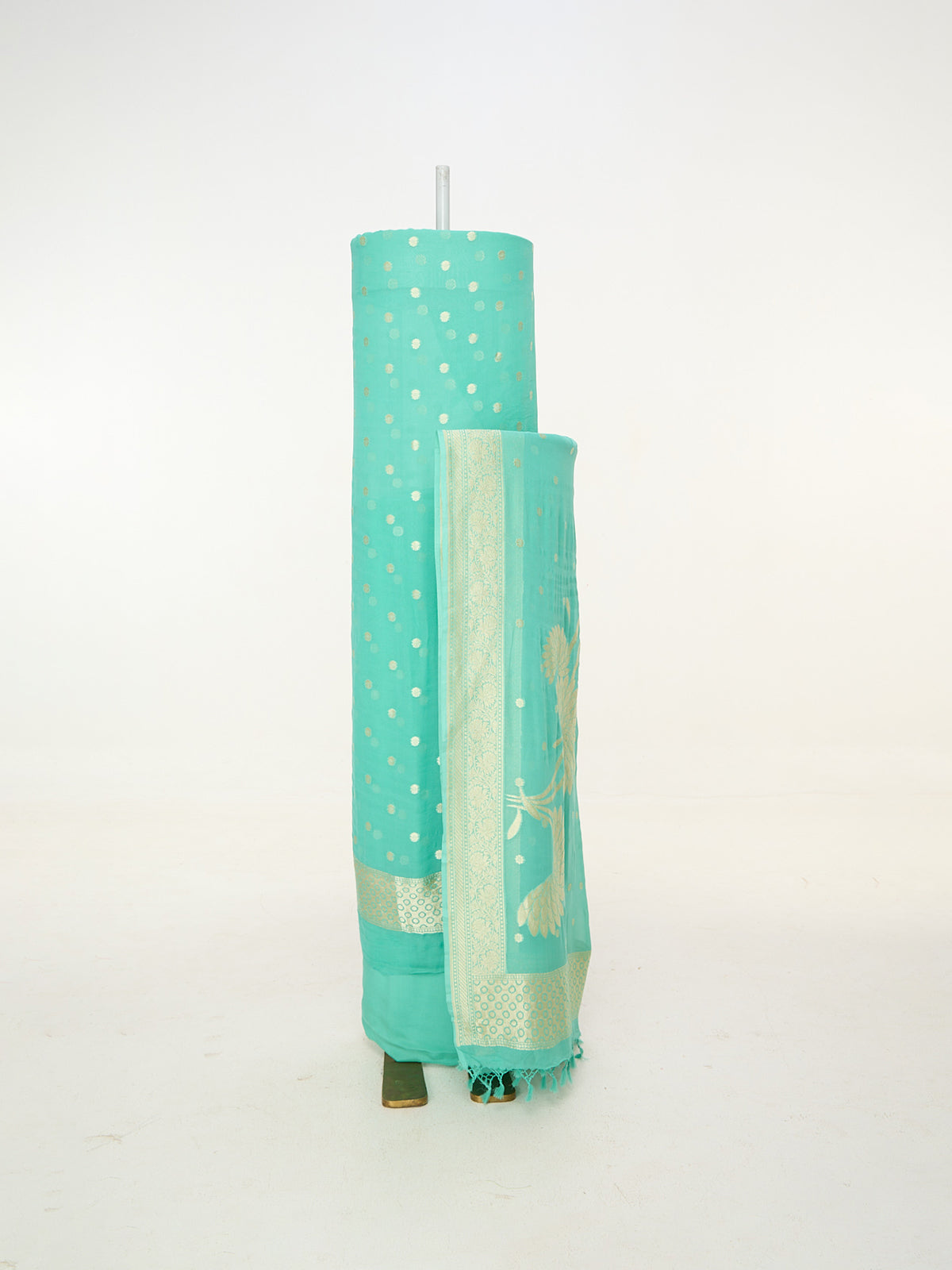 Handwoven Sea Green Banarasi Suit Set