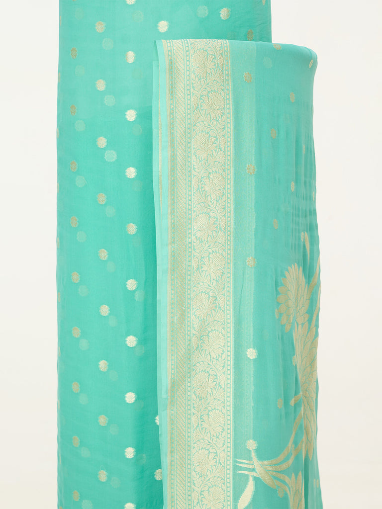 Handwoven Sea Green Banarasi Suit Set