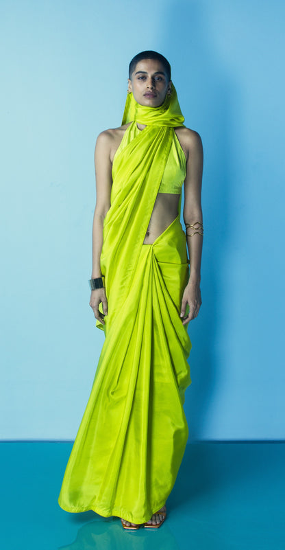Sobhita Dhulipala in Handwoven Lime Green Silk Saree