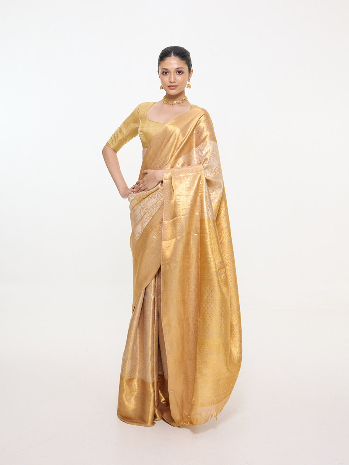 Handwoven Mustard Silk Kanjivaram Saree