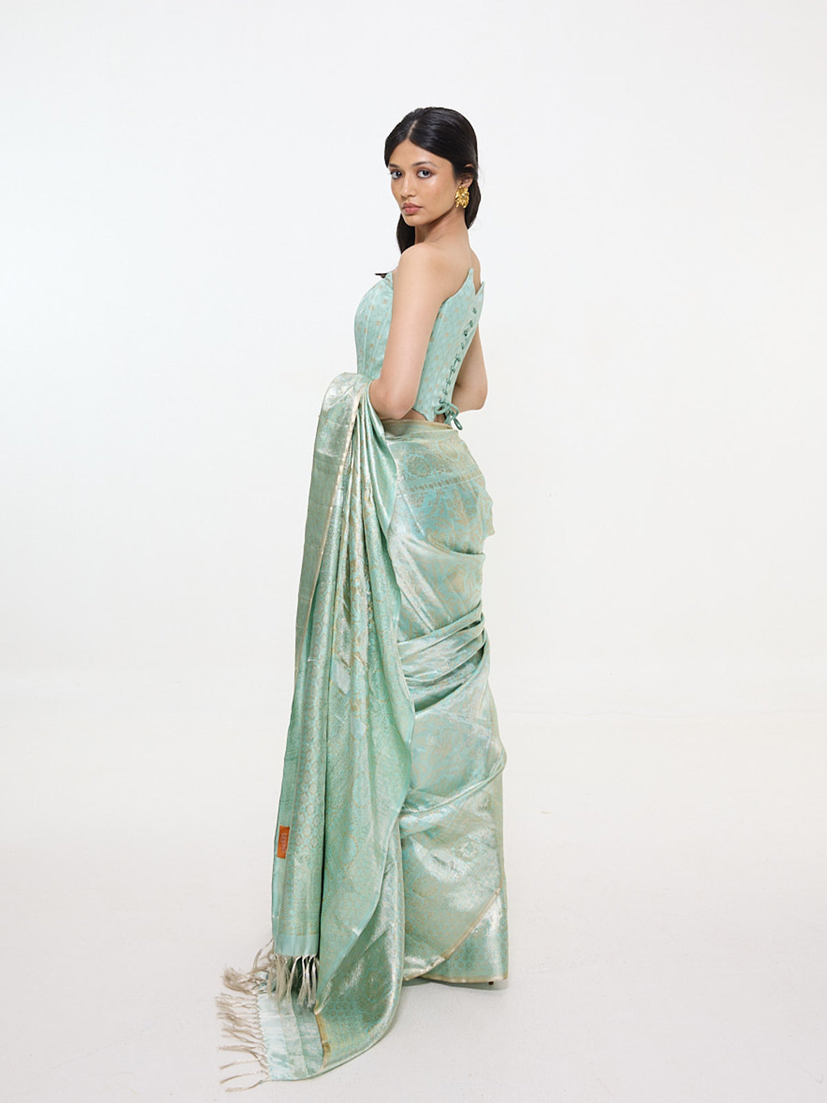Handwoven Green Tissue Kanjivaram Saree