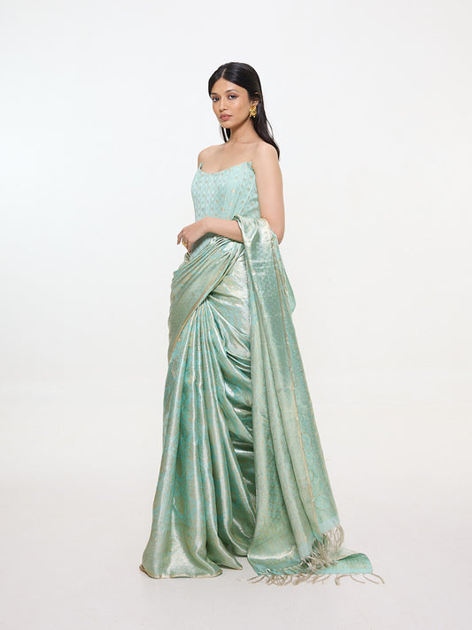 Handwoven Green Tissue Kanjivaram Saree